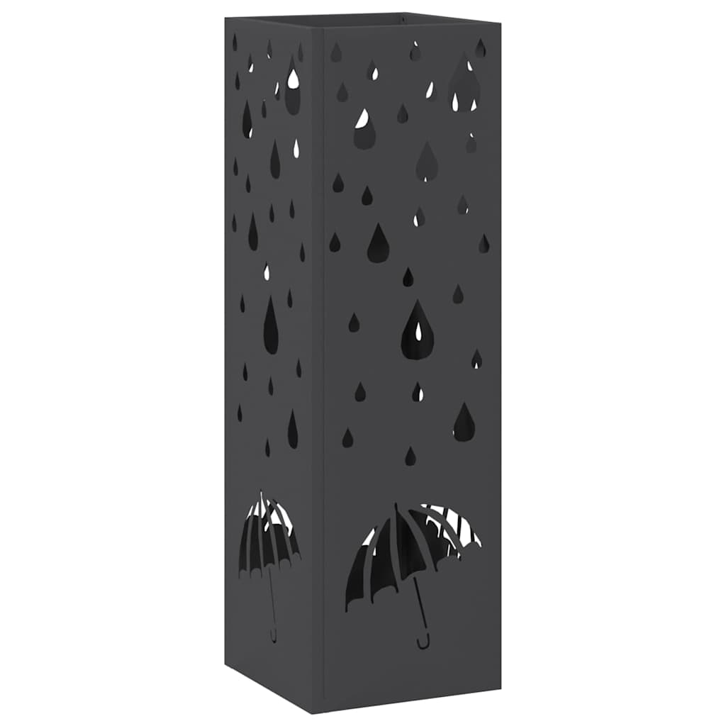 Regn Paraplyställ med lagring Svart 15,5 x 15,5 x 49 cm Stål