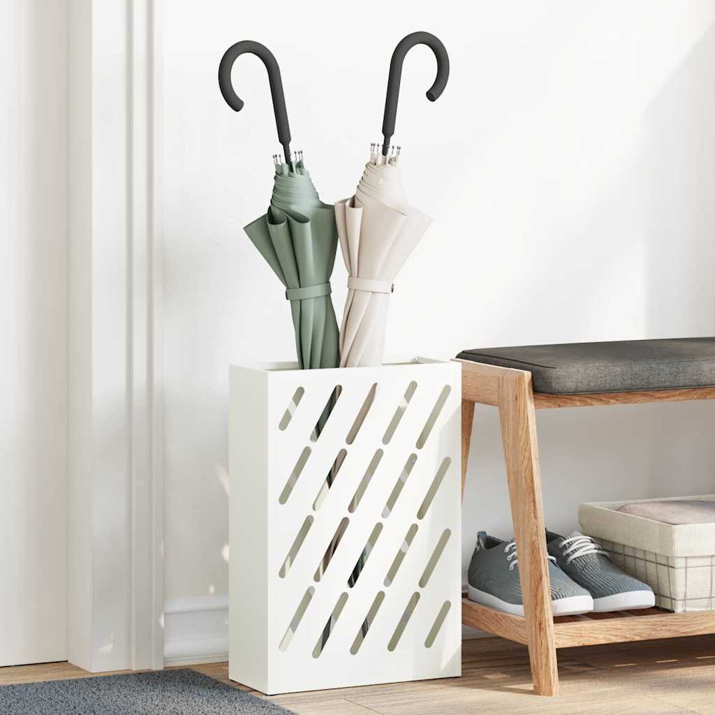 Regn Paraplyställ Vit 28 x 12 x 41 cm Stål