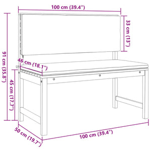 Trädgård Stol med kudde Brun 100 x 50 x 91cm Massivt akaciaträ
