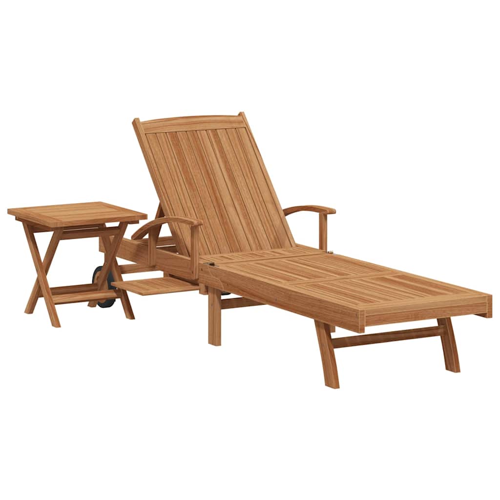 Solsäng 2 pcs Massivt teakträ Brun