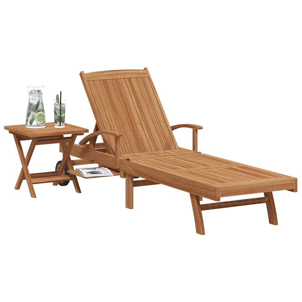 Solsäng 2 pcs Massivt teakträ Brun