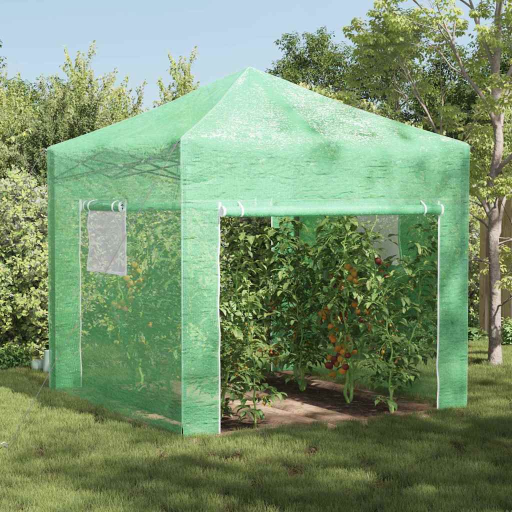 Växthus med Pop-up Ram med tak Grön 290 x 290 x 315 cm Järn