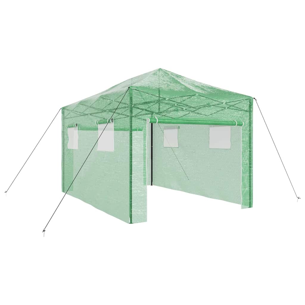 Växthus med Pop-up Ram med tak Grön 290 x 430 x 315 cm Järn
