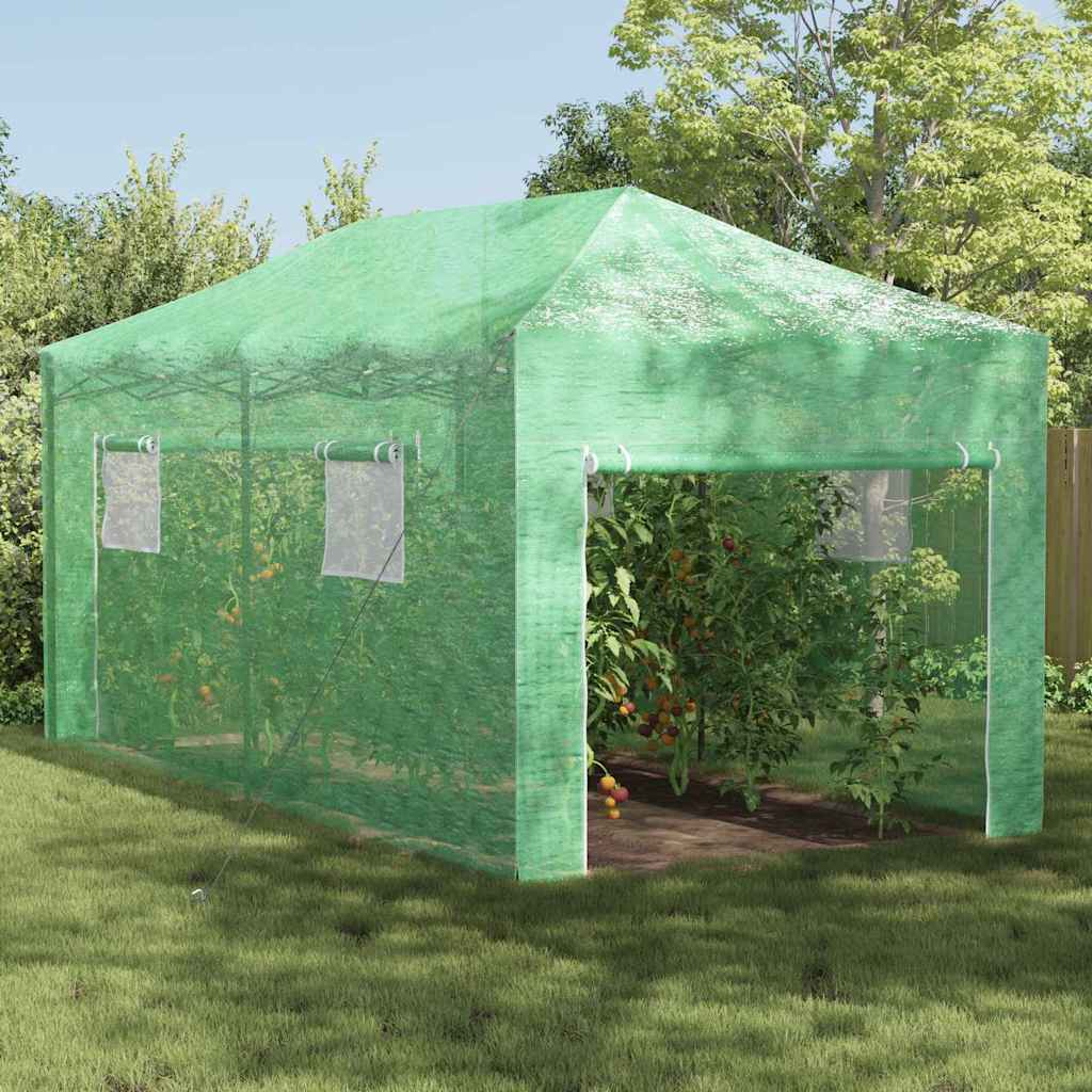 Växthus med Pop-up Ram med tak Grön 290 x 580 x 315 cm Järn