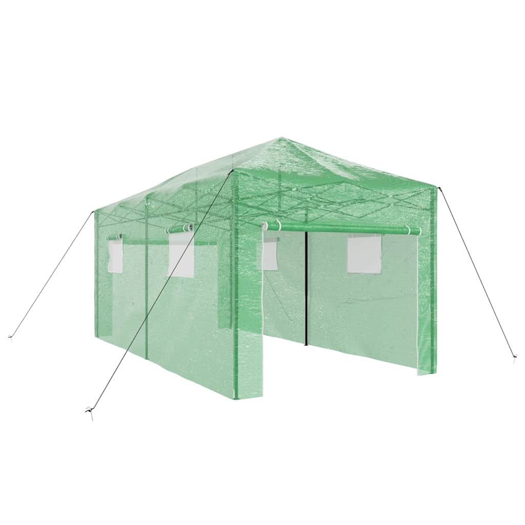 Växthus med Pop-up Ram med tak Grön 290 x 580 x 315 cm Järn