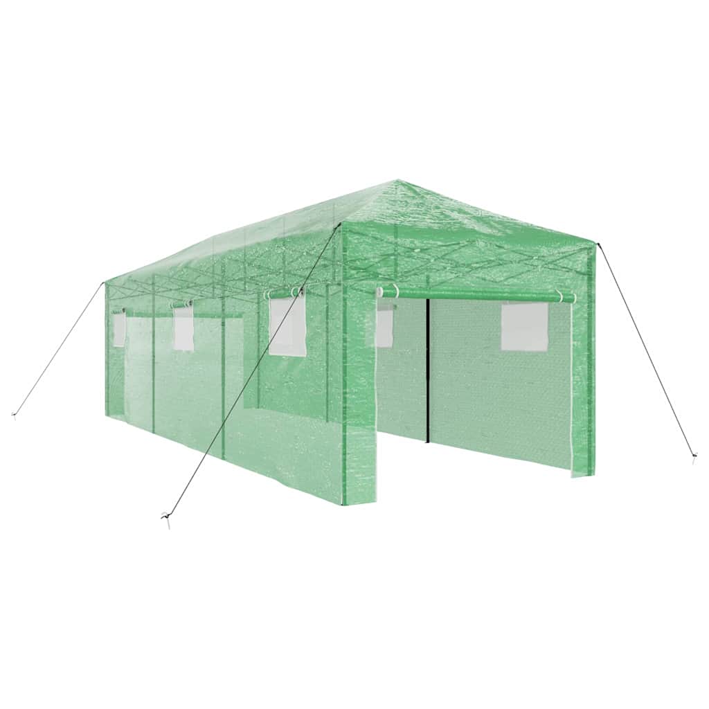 Växthus med Pop-up Ram med tak Grön 290 x 870 x 315 cm Järn