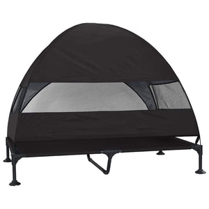 Höjd hundsäng Svart 127 x 81 x 108 cm Tyger och Stål