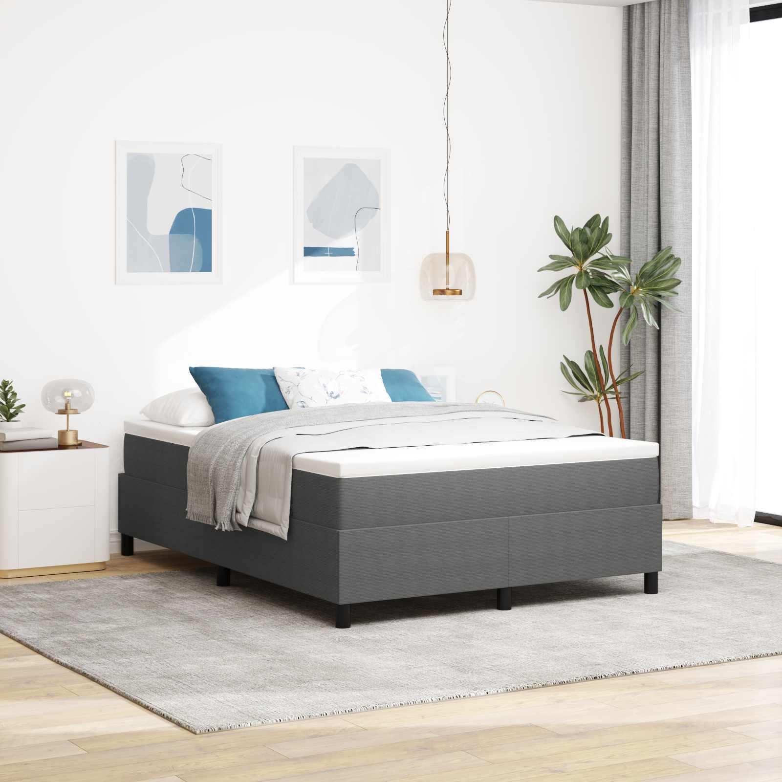 Plattform sängram Ljusgrå 160 x 200 cm Kordread tyg