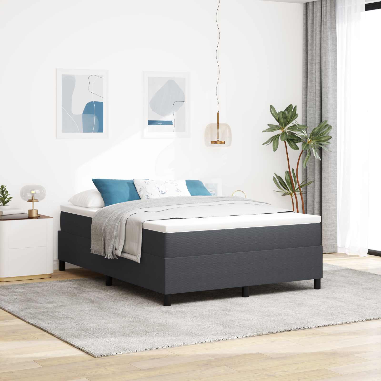 Plattform sängram Mörkgrå 160 x 200 cm Kordread tyg