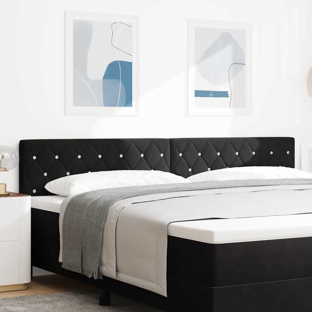 LED huvuddyna med LED-ljusslingor Svart 200 cm Sammet