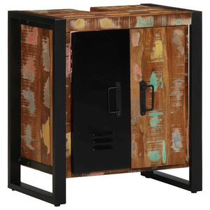 Badrumsmöbelset 2 pcs Flerfärgad och Svart Solid återvunnen trä