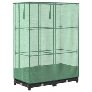 Odlingslåda med växthusöverdrag rottinglook 80x40x123 cm