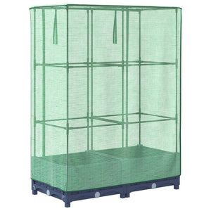 Odlingslåda med växthusöverdrag rottinglook 80x40x123 cm