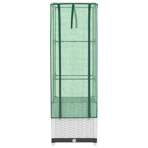 Odlingslåda med växthusöverdrag rottinglook 40x40x139 cm