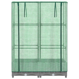 Odlingslåda med växthusöverdrag rottinglook 80x40x123 cm