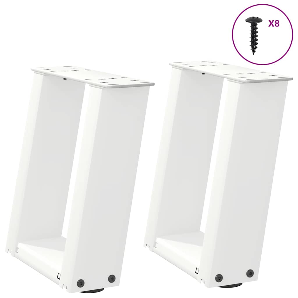 Soffbordsben U-formade 2 st vita 30x(30-31) cm stål