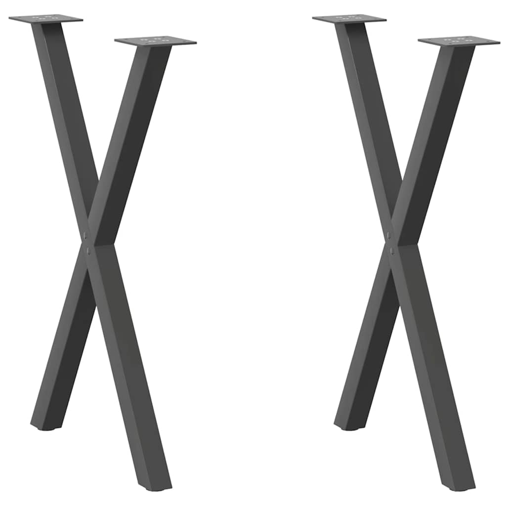 Matbordsben X-formade 2 st antracit 57x(72-73) cm stål