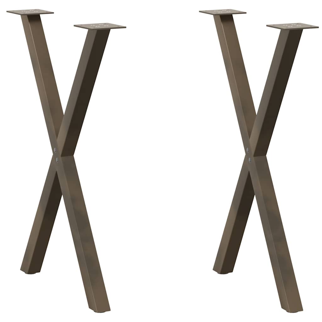 Matbordsben X-formade 2 st naturstål 57x(72-73) cm stål