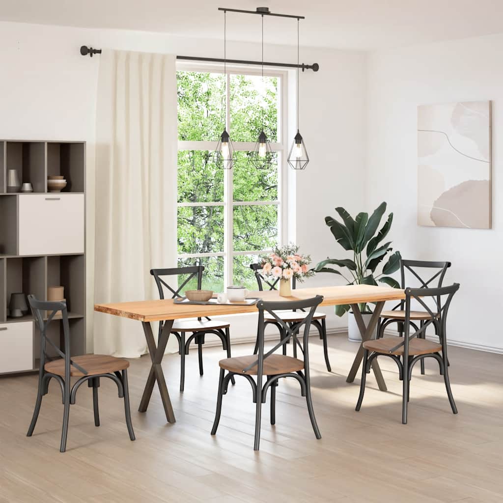 Matbordsben X-formade 2 st naturstål 57x(72-73) cm stål