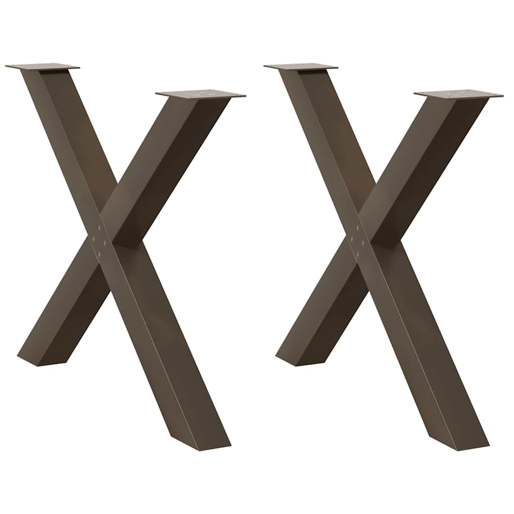 Matbordsben X-formade 2 st naturstål 90x(72-73) cm stål