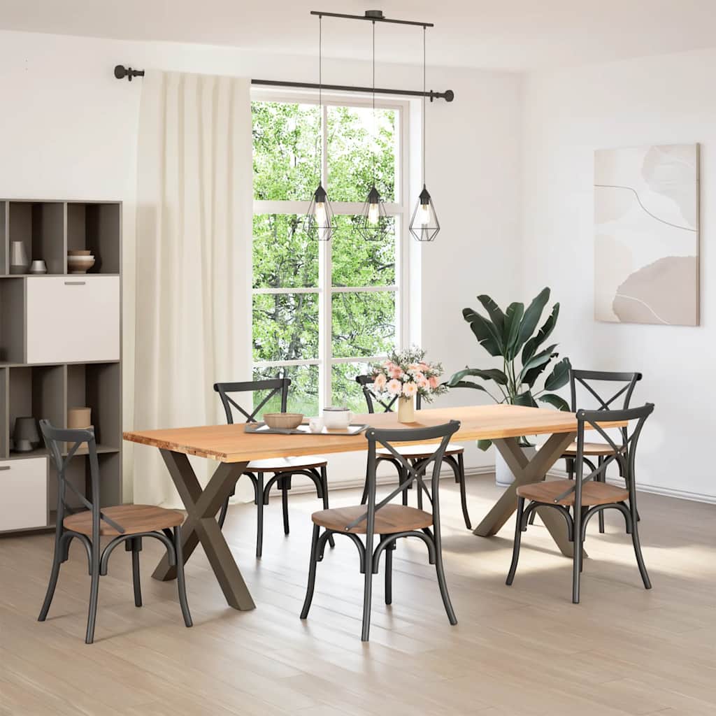 Matbordsben X-formade 2 st naturstål 90x(72-73) cm stål