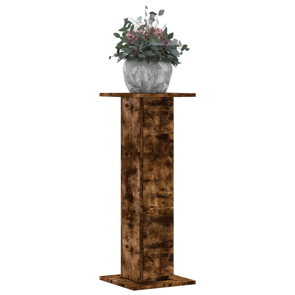 Växtställ 2 st rökfärgad ek 30x30x80 cm konstruerat trä