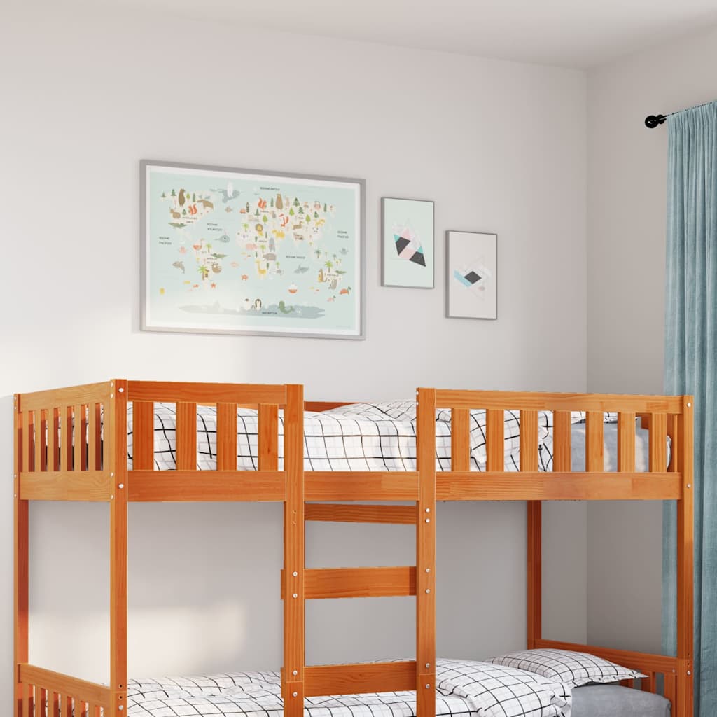 Barnsäng utan madrass vaxbrun 90x190 cm massiv furu