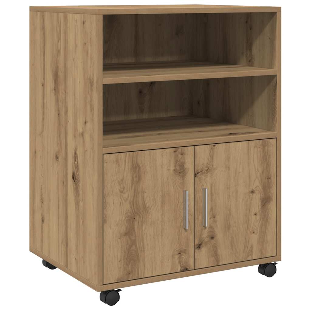 Skåp med hjul ek 60x48x81 cm konstruerat trä