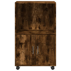 Skåp med hjul rökfärgad ek 55x40x91 cm konstruerat trä