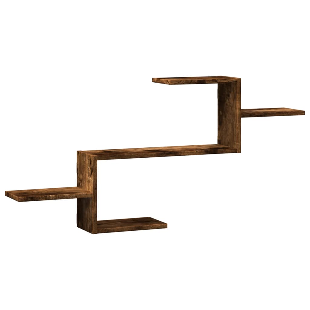 Vägghylla rökfärgad ek 104x15x49 cm konstruerat trä