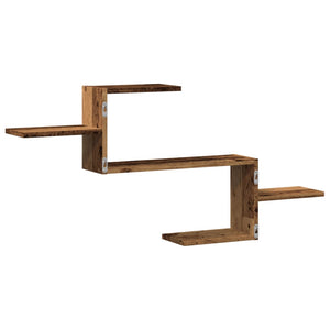 Vägghylla åldrat trä 104x15x49 cm konstruerat trä