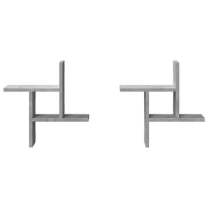 Vägghyllor 2 st betonggrå 38x12x38 cm konstruerat trä