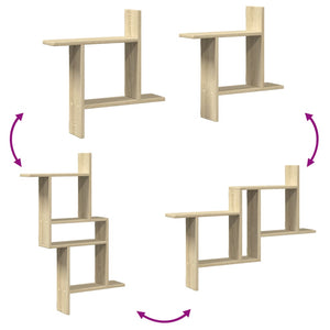 Vägghyllor 2 st sonoma-ek 50x12x50 cm konstruerat trä