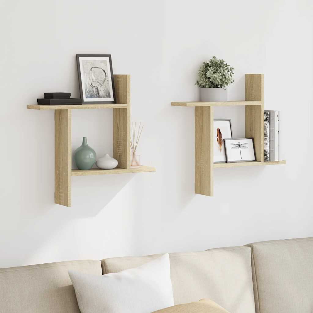 Vägghyllor 2 st sonoma-ek 50x12x50 cm konstruerat trä