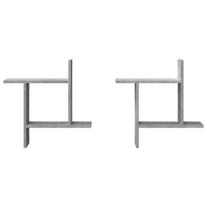 Vägghyllor 2 st betonggrå 50x12x50 cm konstruerat trä