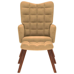 Vilstol med fotpall brun sammet