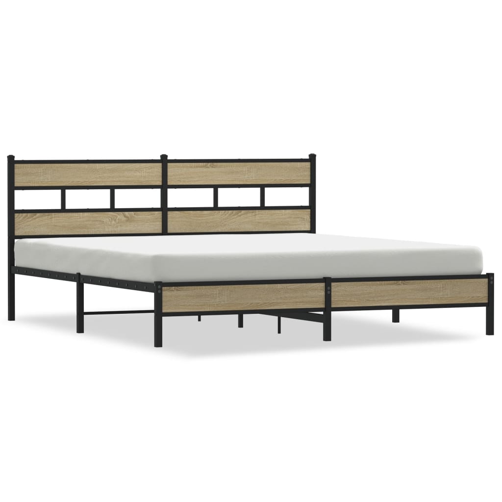 Sängram utan madrass metall sonoma-ek 180x200 cm