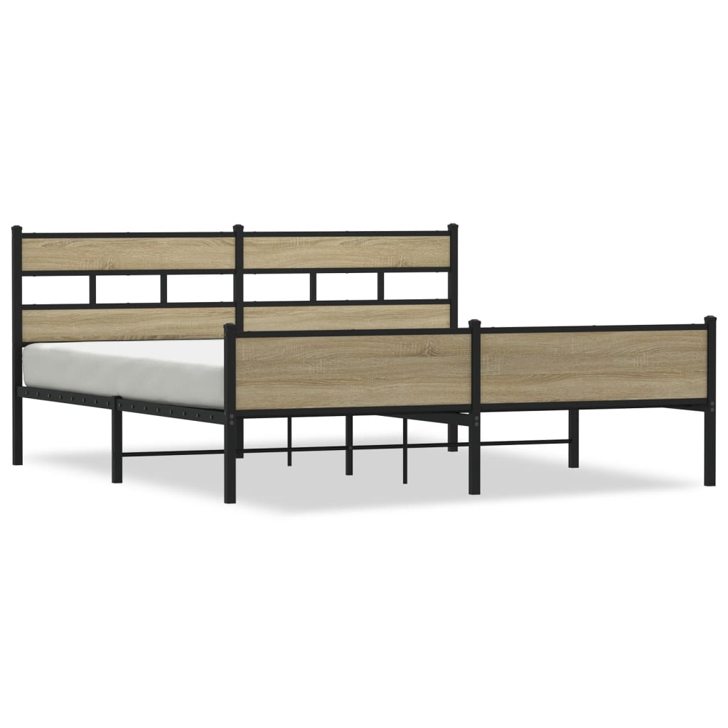 Sängram utan madrass metall sonoma-ek 200x200 cm