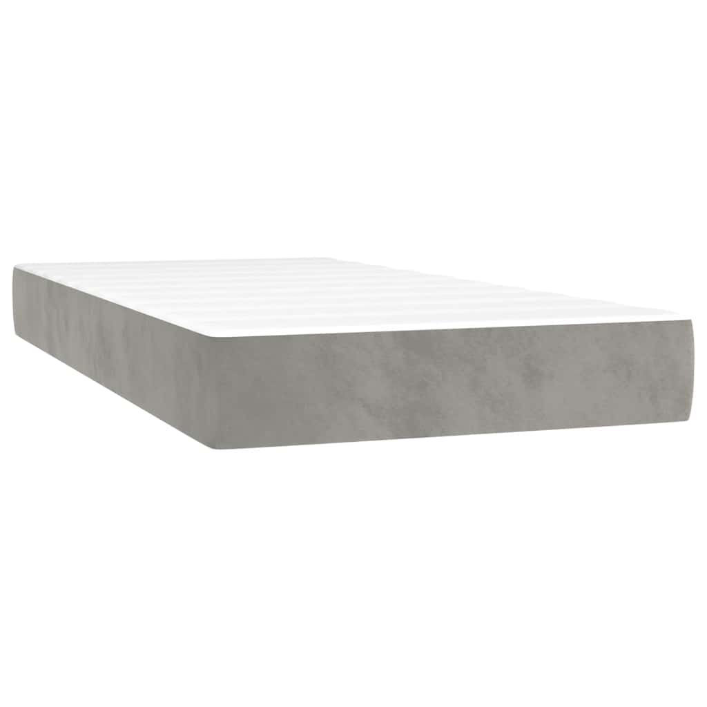 Pocketresårmadrass medium ljusgrå 90x220x20 cm sammet