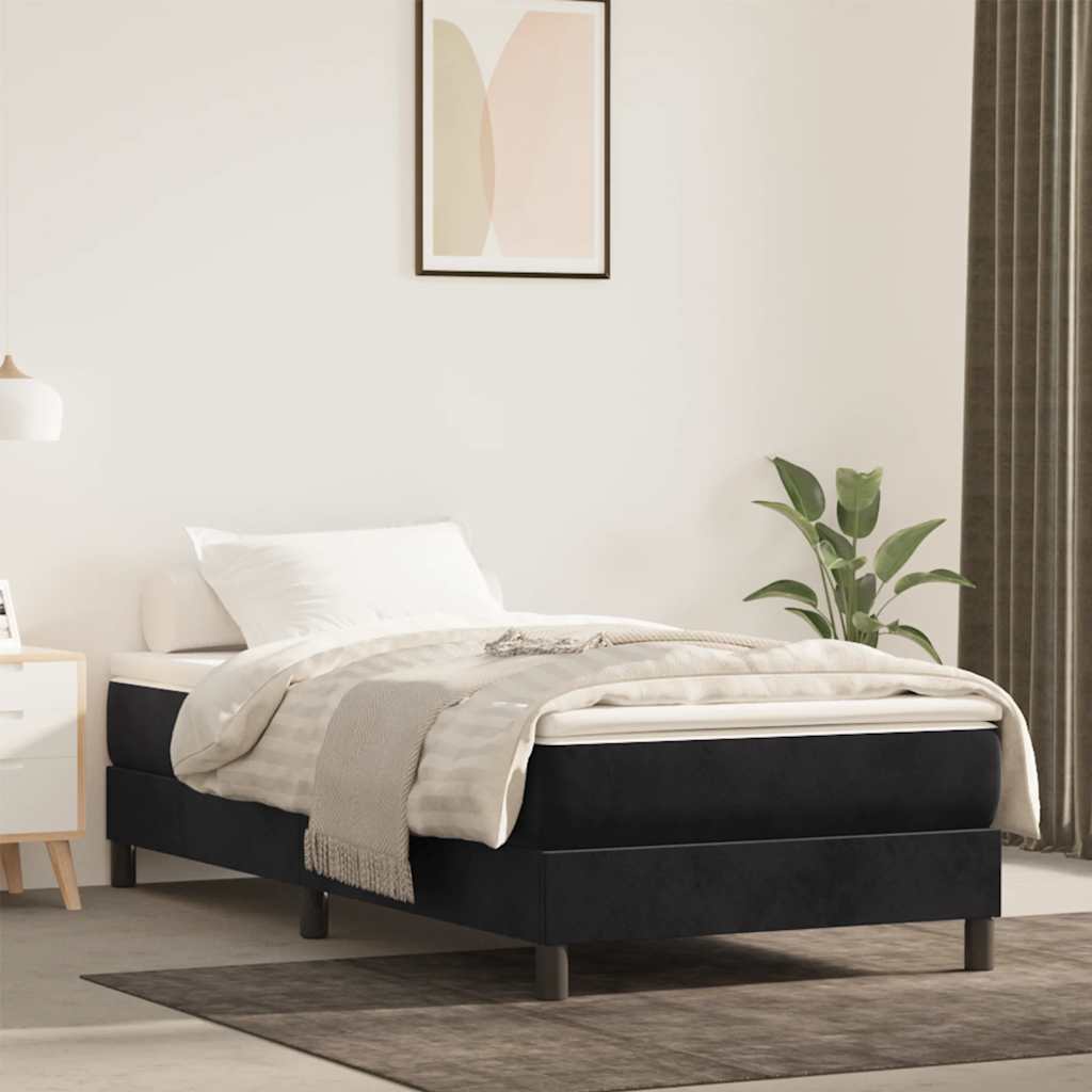 Pocketresårmadrass medium svart 90x220x20 cm sammet