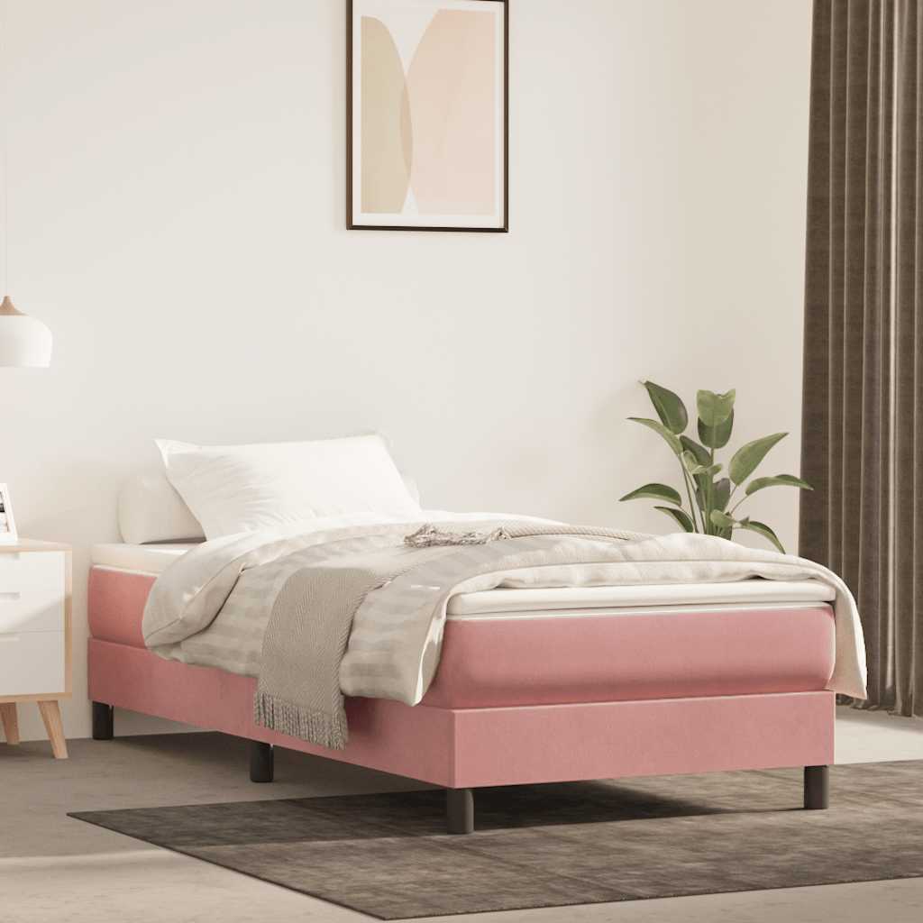 Pocketresårmadrass medium rosa 90x220x20 cm sammet