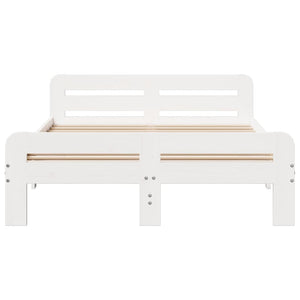 Sängram utan madrass vit 200x200 cm massiv furu