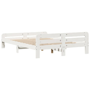 Sängram utan madrass vit 140x190 cm massiv furu