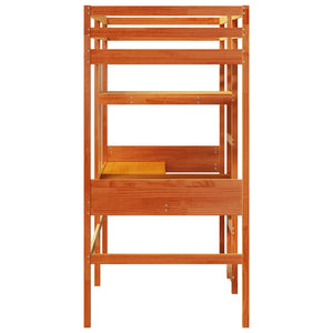 Loftsäng utan madrass vaxbrun 90x190 cm massiv furu