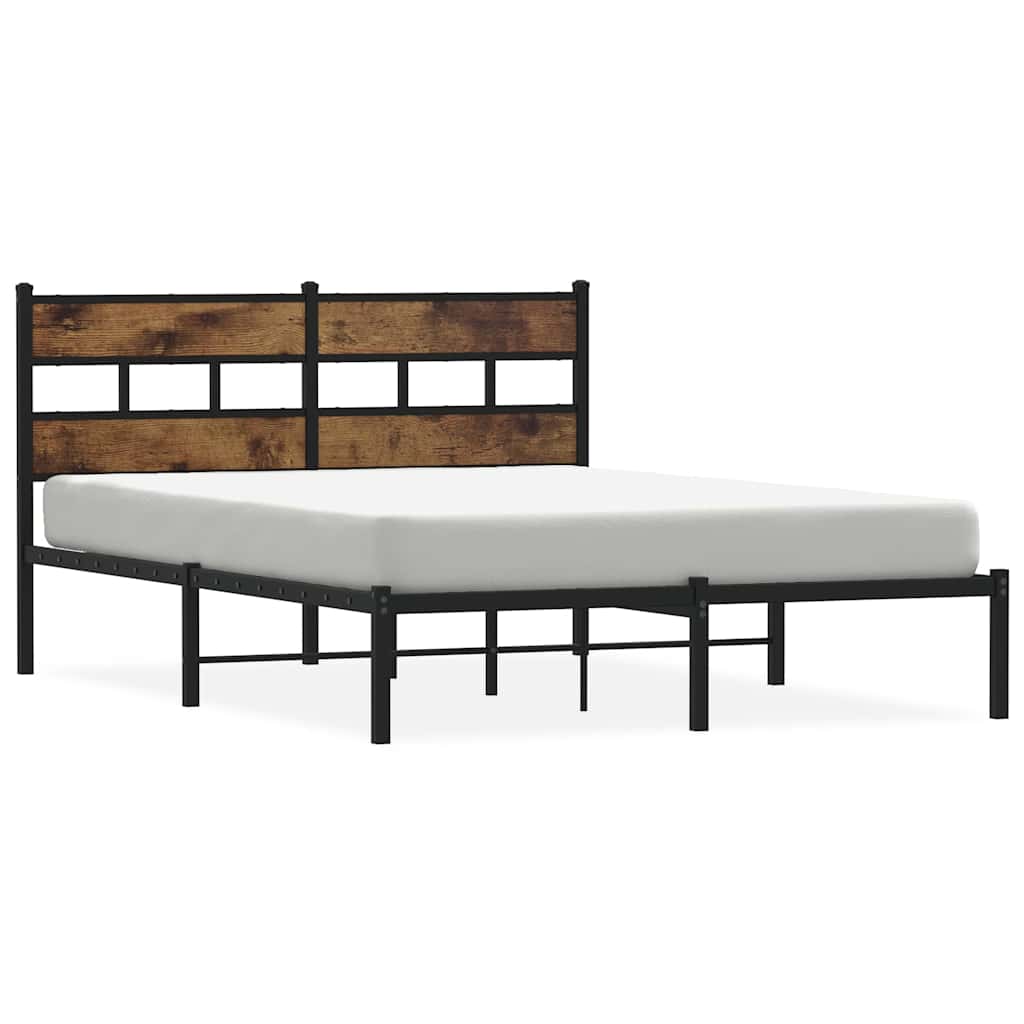 Sängram utan madrass metall rökfärgad ek 135x190 cm
