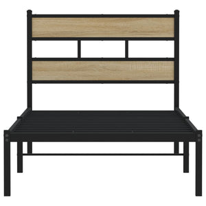 Sängram utan madrass metall sonoma-ek 75x190 cm