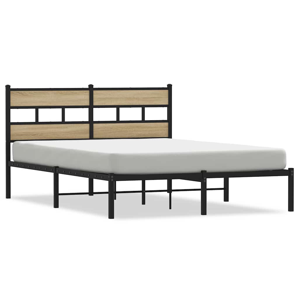 Sängram utan madrass metall sonoma-ek 140x190 cm