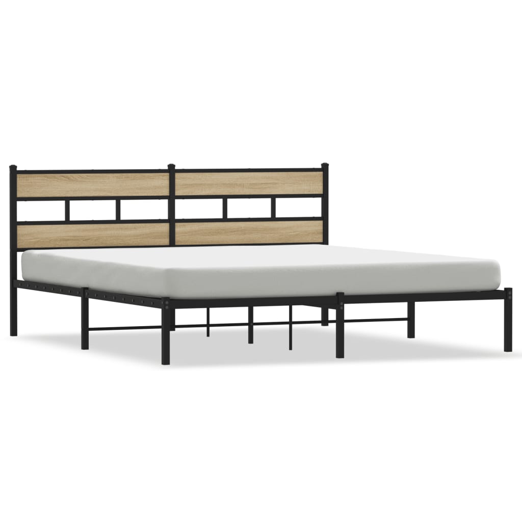 Sängram utan madrass metall sonoma-ek 193x203 cm