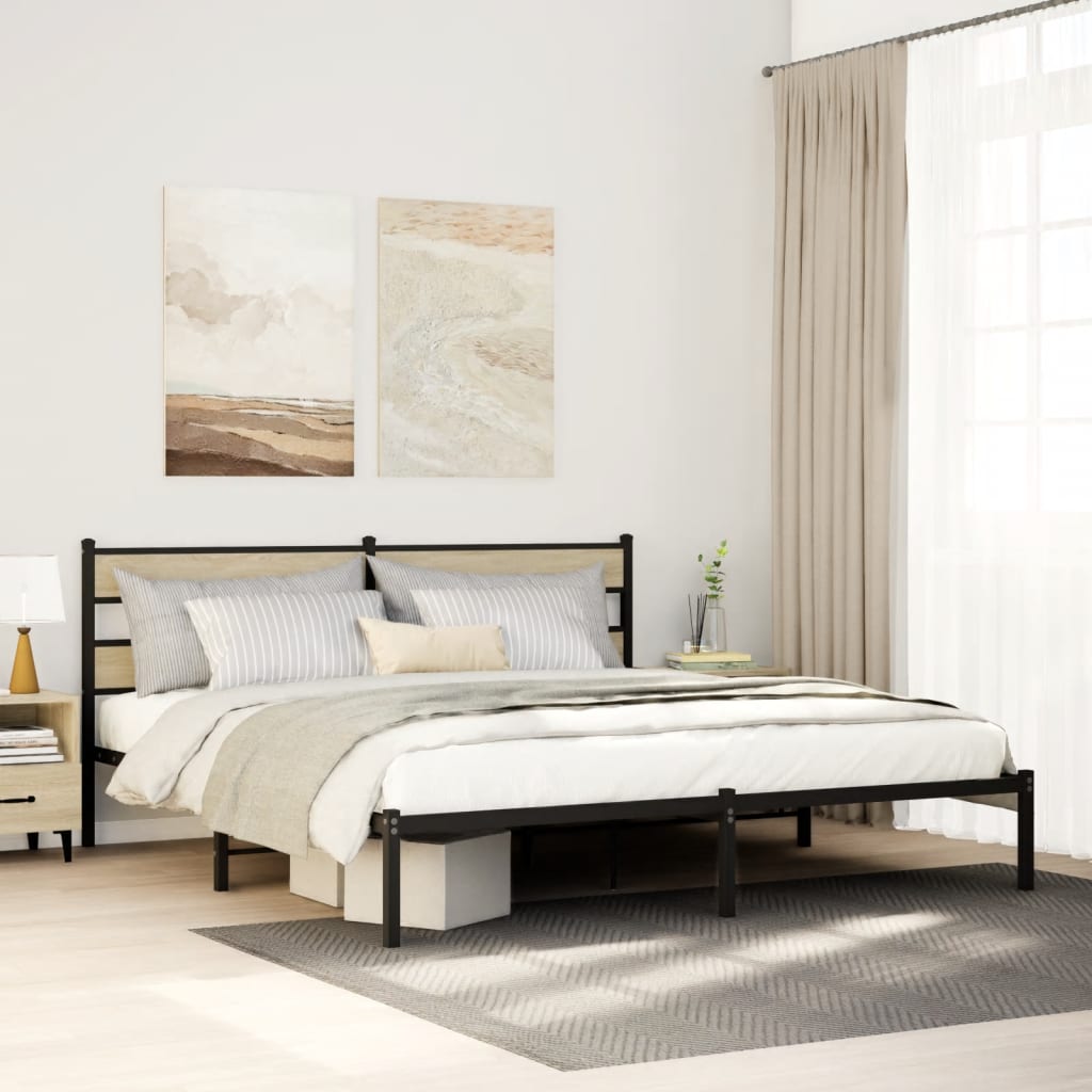 Sängram utan madrass metall sonoma-ek 193x203 cm