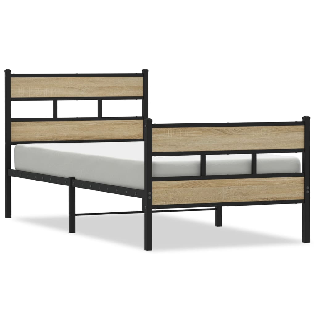 Sängram utan madrass metall sonoma-ek 107x203 cm